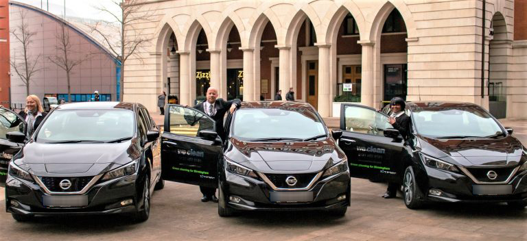 Managers with three Nissan Leaf at Brindleyplace 768x352 EDIT